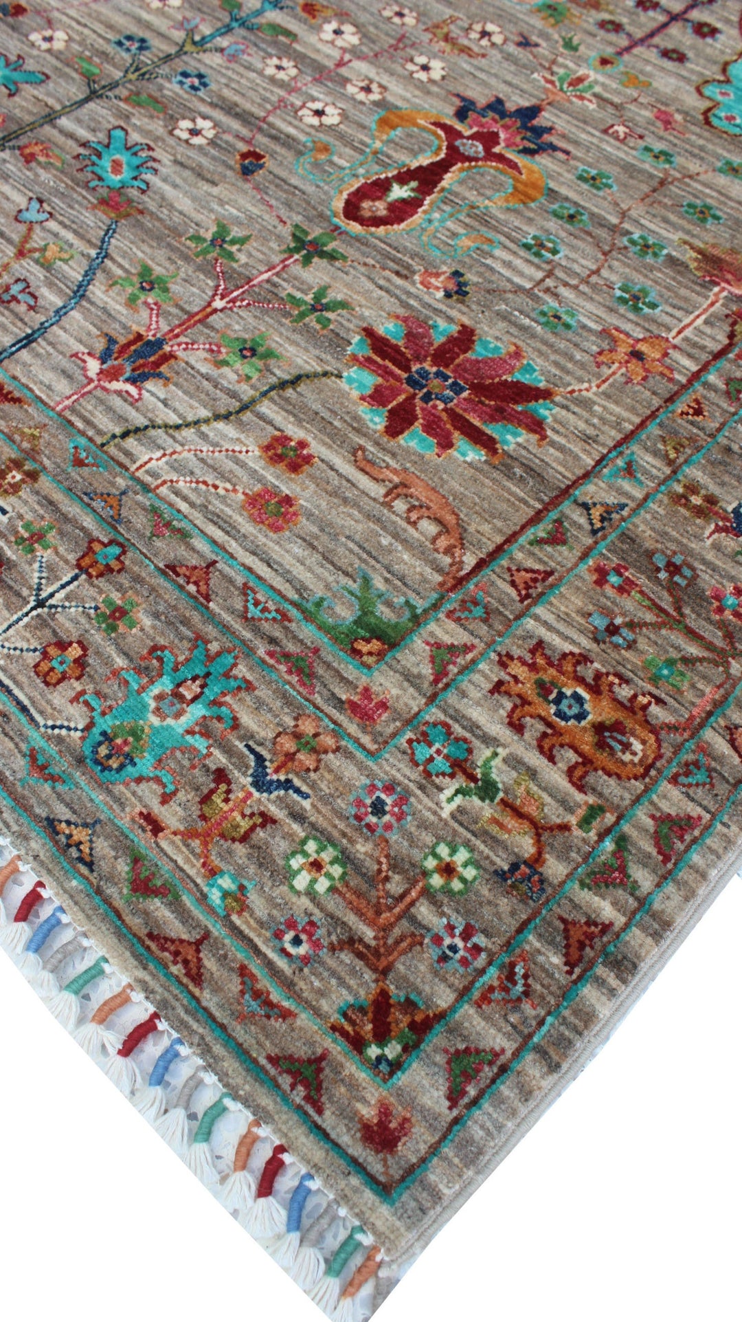 Natural Gray 5'1x6'3 Ft Hand Knotted Rug - Transitional Design Rug - Floral Pattern Rug - Soft Wool Rug - Area Rug For Office, Bedroom-San Francisco Rugs--San Francisco Rugs