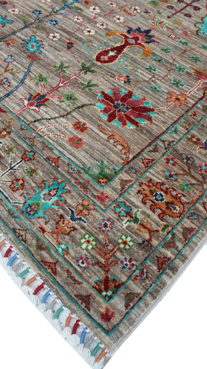 Natural Gray 5'1x6'3 Ft Hand Knotted Rug - Transitional Design Rug - Floral Pattern Rug - Soft Wool Rug - Area Rug For Office, Bedroom-San Francisco Rugs--San Francisco Rugs