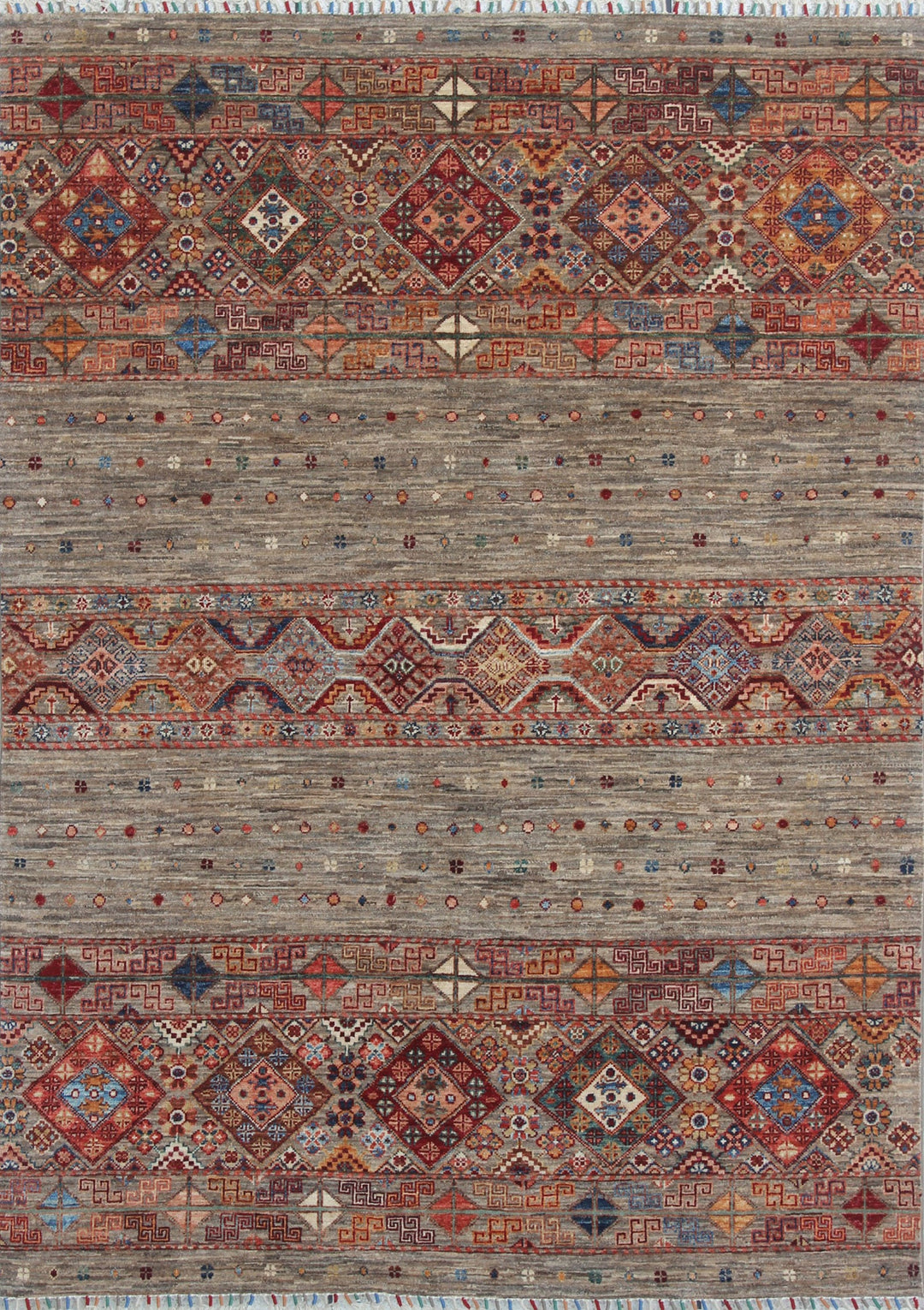 Gray 5x7 Ft Hand Knotted Rug - Khoy Nomad Design Rug - Afghan Tribal Rug - 5x7 Living Room, Dining Room, Office Rug - Interior Design Rug-San Francisco Rugs--San Francisco Rugs