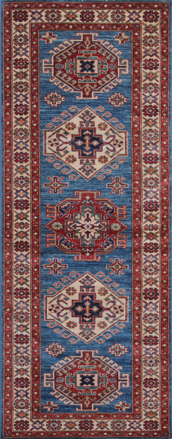 Blue 2'7x6'11 Ft Hand Knotted Runner Rug - Nomadic Shirvan Rug - Soft Wool Rug - Tribal Runner Rug - 3x7 Hallway Runner - Kitchen Runner Rug-San Francisco Rugs--San Francisco Rugs