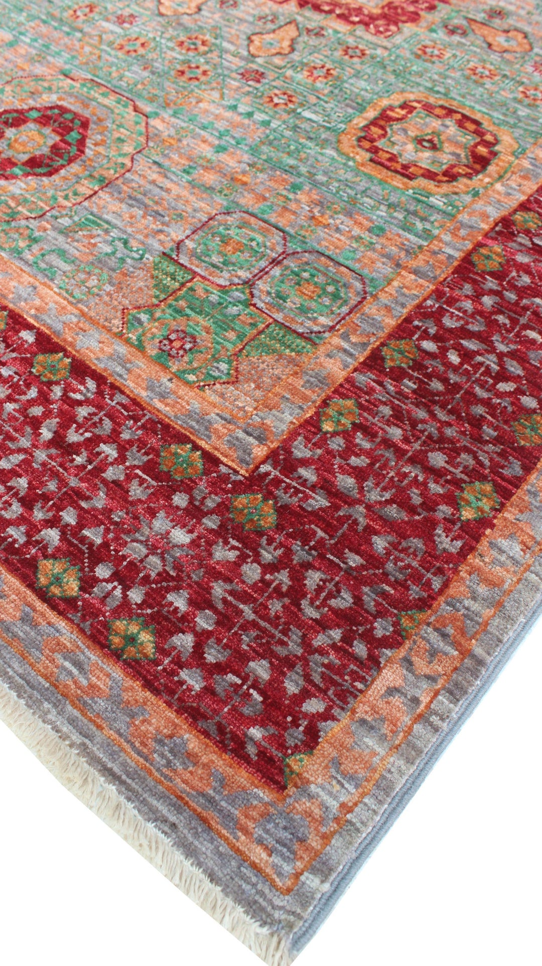 Green-Red 4x6 Ft Hand Knotted Wool Rug - Tribal Mamluk Rug - Medallion Rug - 4x6 Area Rug - Entryway Rug - Small Bedroom Rug - Office Rug-San Francisco Rugs--San Francisco Rugs