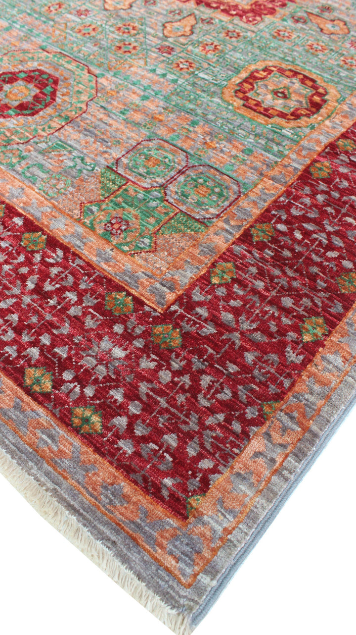 Green-Red 4x6 Ft Hand Knotted Wool Rug - Tribal Mamluk Rug - Medallion Rug - 4x6 Area Rug - Entryway Rug - Small Bedroom Rug - Office Rug-San Francisco Rugs--San Francisco Rugs