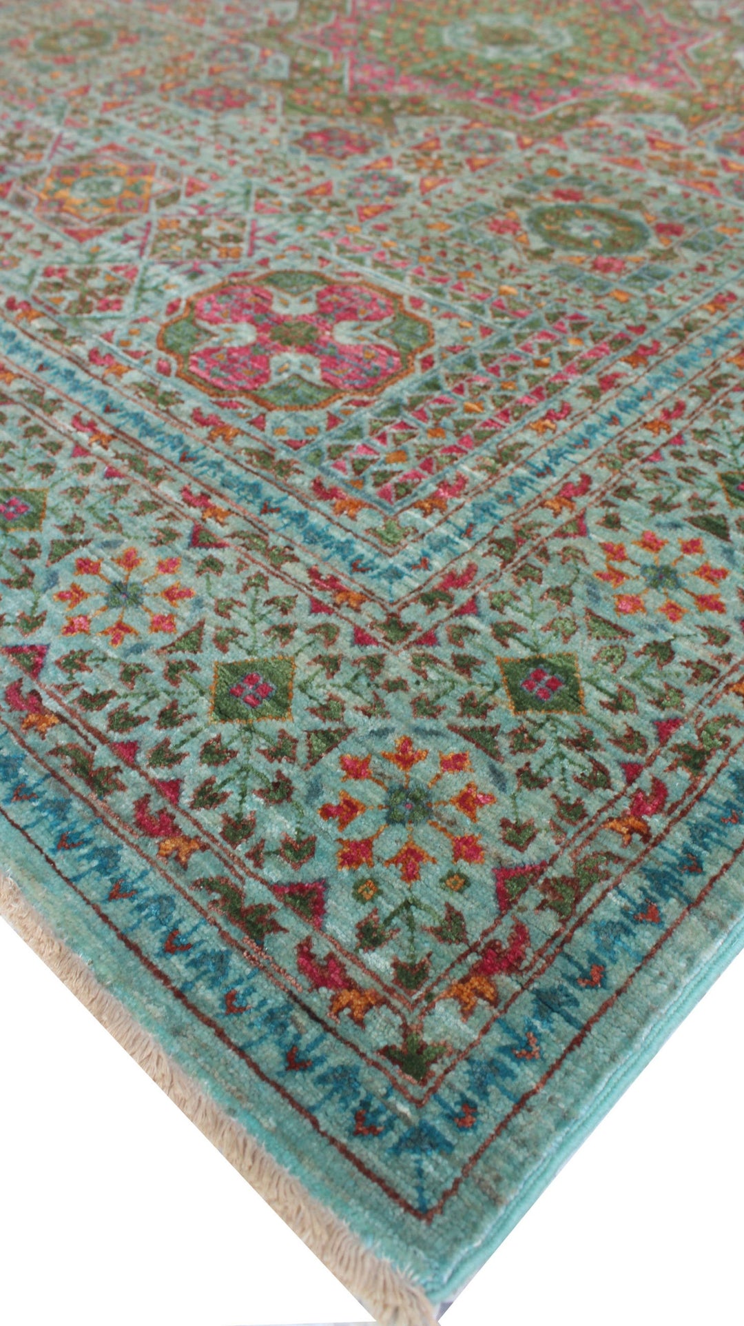 Turquoise 5'2x6'5 Ft Hand Knotted Rug - Ottoman Mamluk Rug - Beautiful Color Rug - 5x7 Dining Room, Living Room, Office Rug- Home Decor Rugs-San Francisco Rugs--San Francisco Rugs