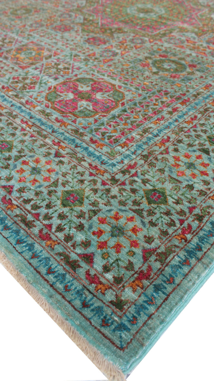 Turquoise 5'2x6'5 Ft Hand Knotted Rug - Ottoman Mamluk Rug - Beautiful Color Rug - 5x7 Dining Room, Living Room, Office Rug- Home Decor Rugs-San Francisco Rugs--San Francisco Rugs