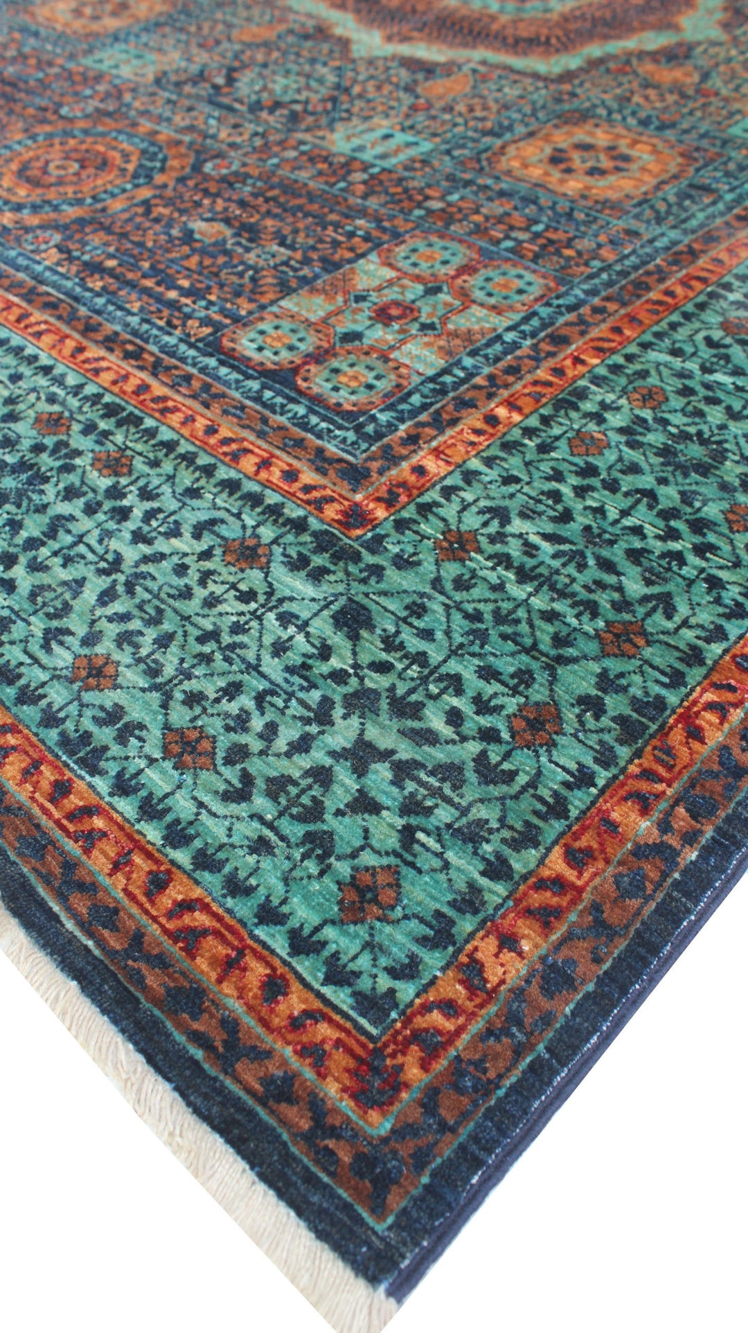 Pastel 6x8 Ft Hand Knotted Wool Rug - Blue Turquoise Rug - Mamluk, Medallion Rugs - Dining Room Rug - Living Room Rug - Area Rug For Office-San Francisco Rugs--San Francisco Rugs