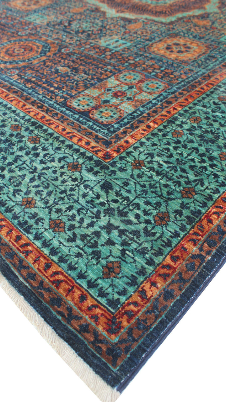 Pastel 6x8 Ft Hand Knotted Wool Rug - Blue Turquoise Rug - Mamluk, Medallion Rugs - Dining Room Rug - Living Room Rug - Area Rug For Office-San Francisco Rugs--San Francisco Rugs