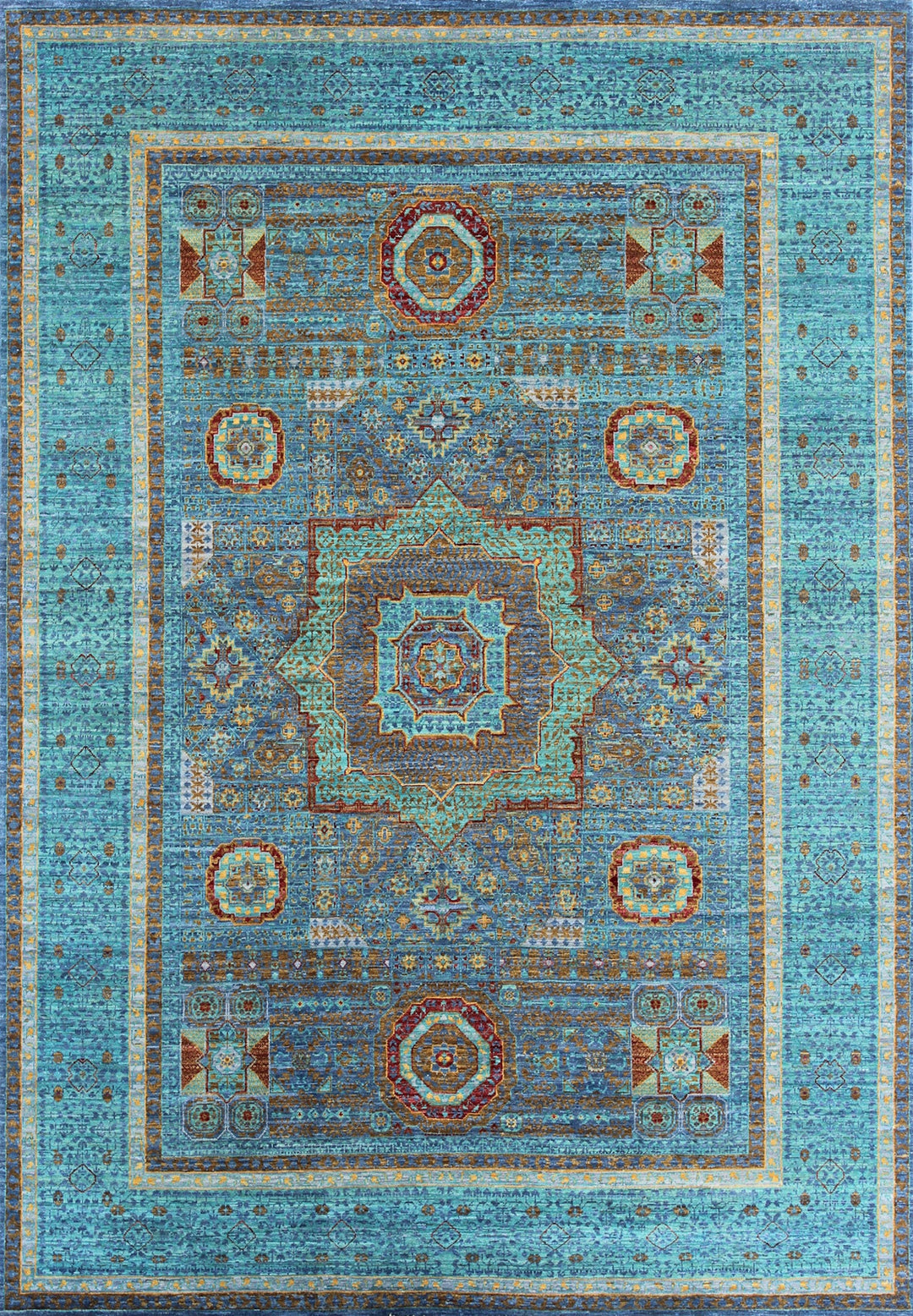 Turquoise 6x8 Ft Hand Knotted Mamluk Rug - High Quality Area Rug - Medallion Rug - Oriental Rug For Living Room, Dining Room, Bedroom-San Francisco Rugs--San Francisco Rugs