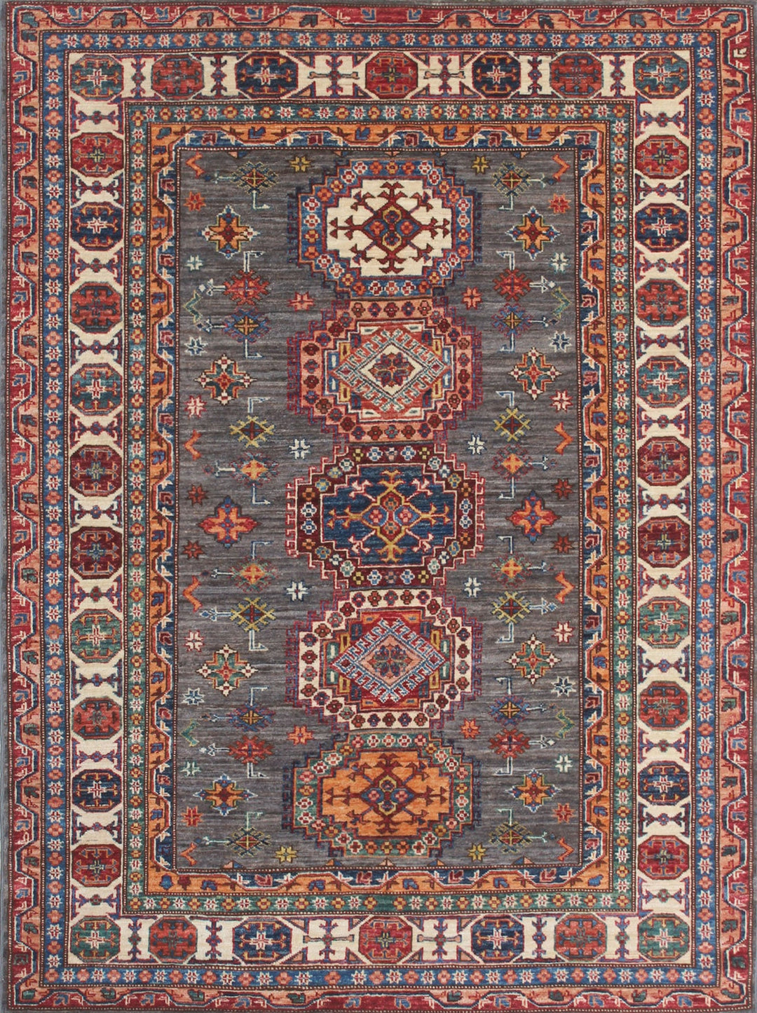 Gray Beige 5x7 Ft Hand Woven Rug - Tribal Afghan Rug - Soft LambsWool Rug - Bedroom Rug - Office Rug - Kitchen Rug - Family Room Rug-San Francisco Rugs--San Francisco Rugs