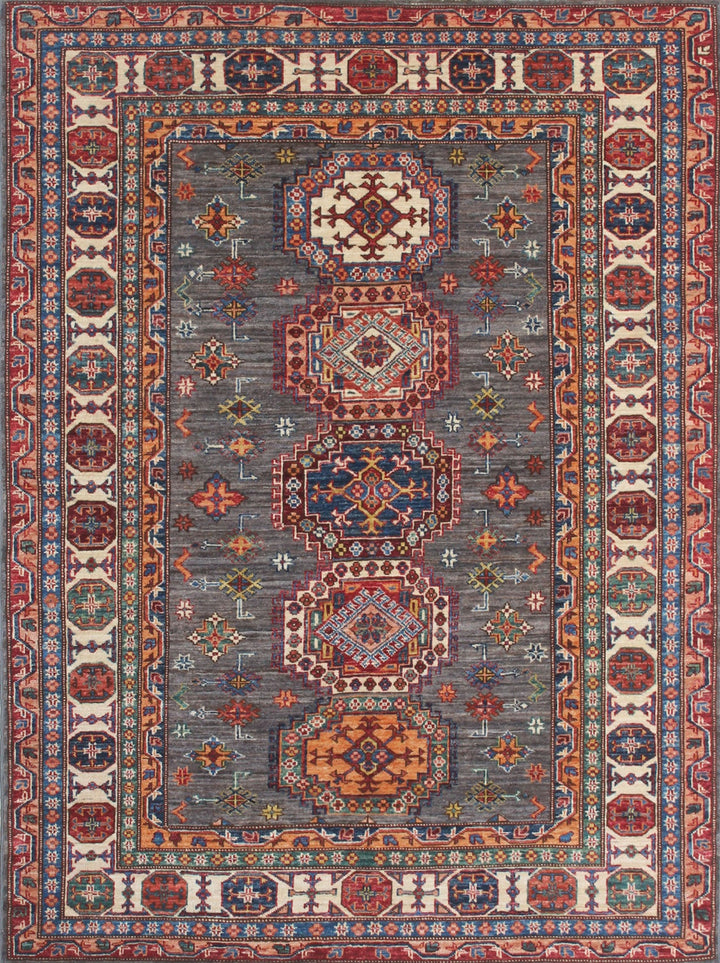 Gray Beige 5x7 Ft Hand Woven Rug - Tribal Afghan Rug - Soft LambsWool Rug - Bedroom Rug - Office Rug - Kitchen Rug - Family Room Rug-San Francisco Rugs--San Francisco Rugs