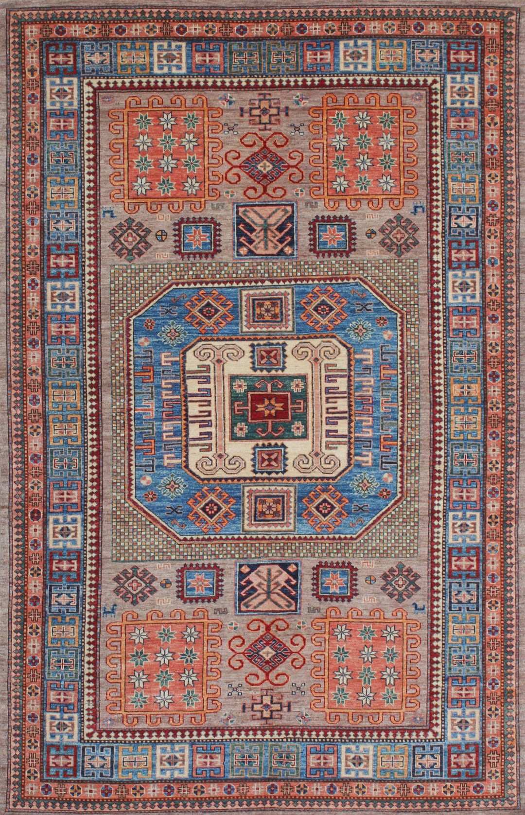 Geometric 5'7x8'4 Ft Hand Knotted Rug - Tribal Afghan Rug - Plush Wool Rug - 6x8 Dining Room Rug - Living Room, Office Rug - Home Decor Rugs-San Francisco Rugs--San Francisco Rugs
