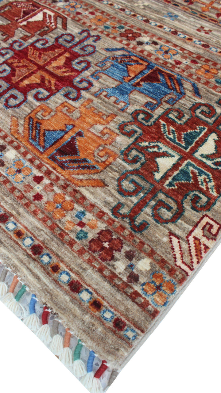 Gray 5x7 Ft Hand Knotted Tribal Rug - Oriental Afghan Rug - Khoy Nomad Rug - Area Rug For Office, Dining Room, Living Room - Home Decor Rugs-San Francisco Rugs--San Francisco Rugs