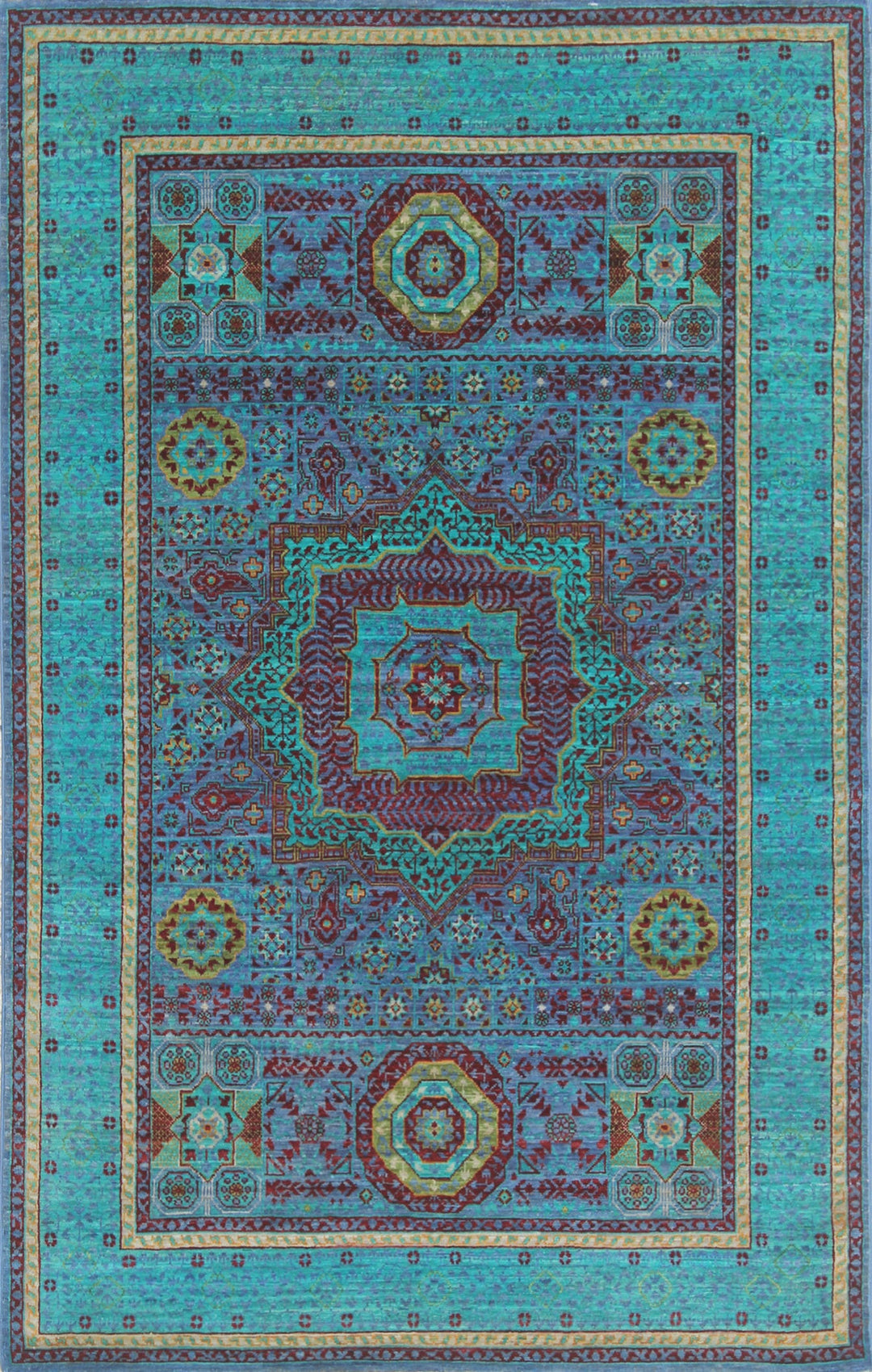 Pastel 4x6 Ft Hand knotted Rug - Turquoise Blue Mamluk Rug - Tribal Wool Rug - Entryway Rug - 4x6 Kitchen, Office Rug - Home Decor Rugs-San Francisco Rugs--San Francisco Rugs