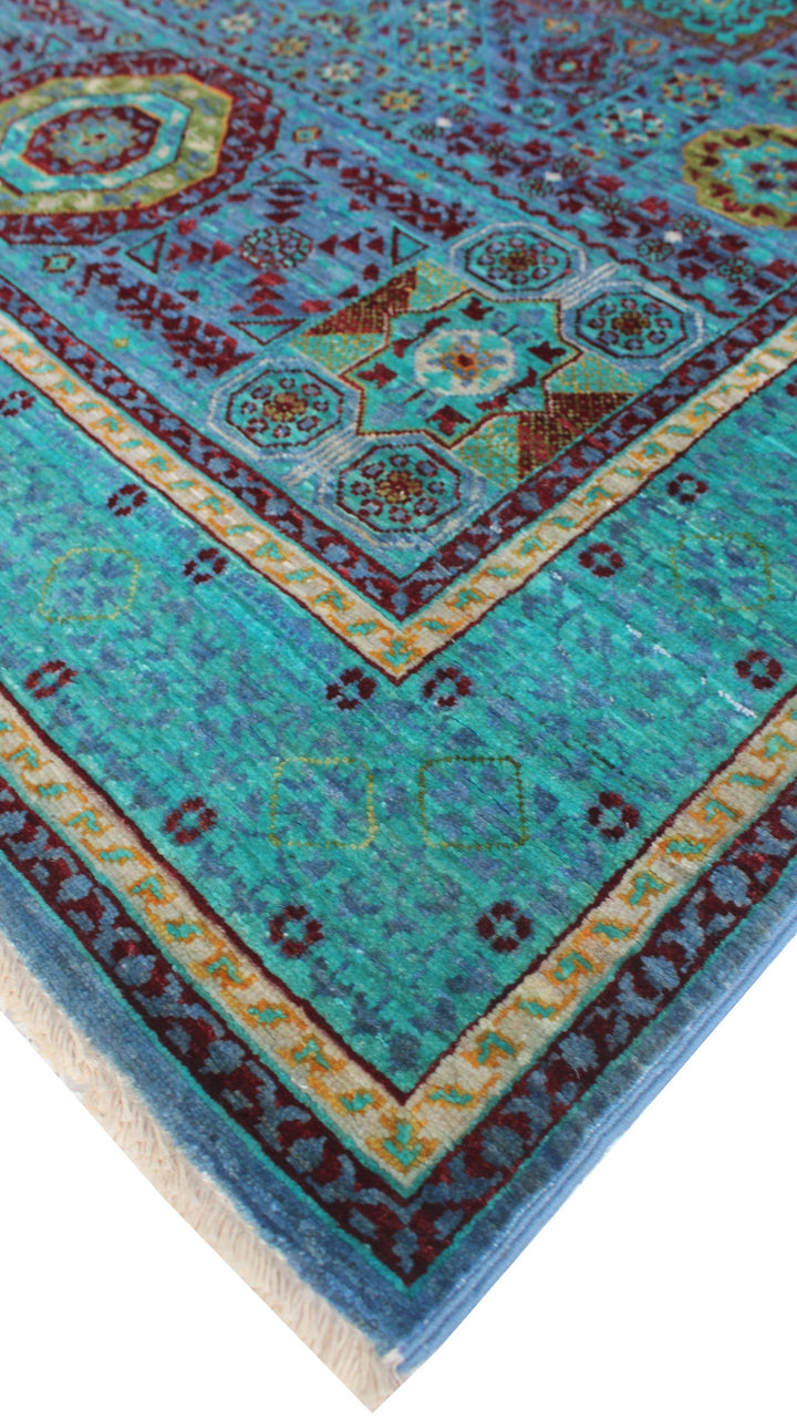 Pastel 4x6 Ft Hand knotted Rug - Turquoise Blue Mamluk Rug - Tribal Wool Rug - Entryway Rug - 4x6 Kitchen, Office Rug - Home Decor Rugs-San Francisco Rugs--San Francisco Rugs