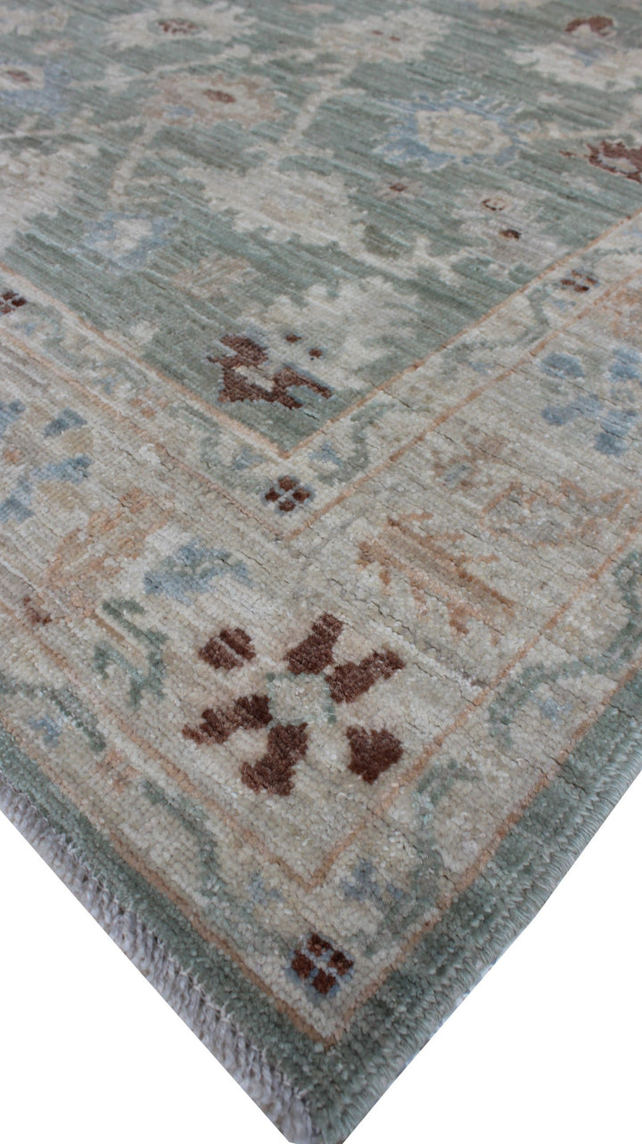 Tribal 4x6 Ft Hand Knotted Turkish Oushak Rug - Green Beige Brown Rug - Plush, Wool Rug - Oriental Area Rug - Entryway Rug - Small Area Rug-San Francisco Rugs--San Francisco Rugs
