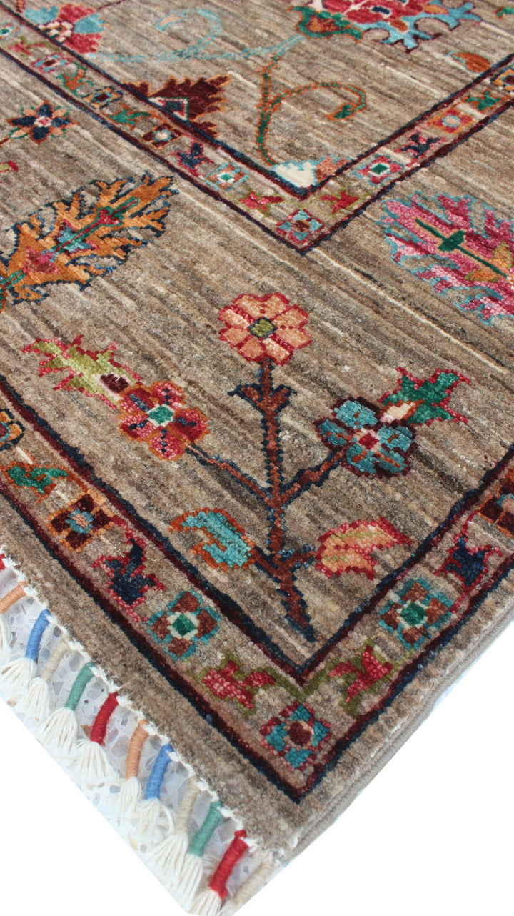 Gray 5x7 Ft Hand Knotted Rug - Floral Design Rug - Tribal Area Rug - Office Rug - Dining Room Rug - Living Room Rug - Home Decor Rugs-San Francisco Rugs--San Francisco Rugs