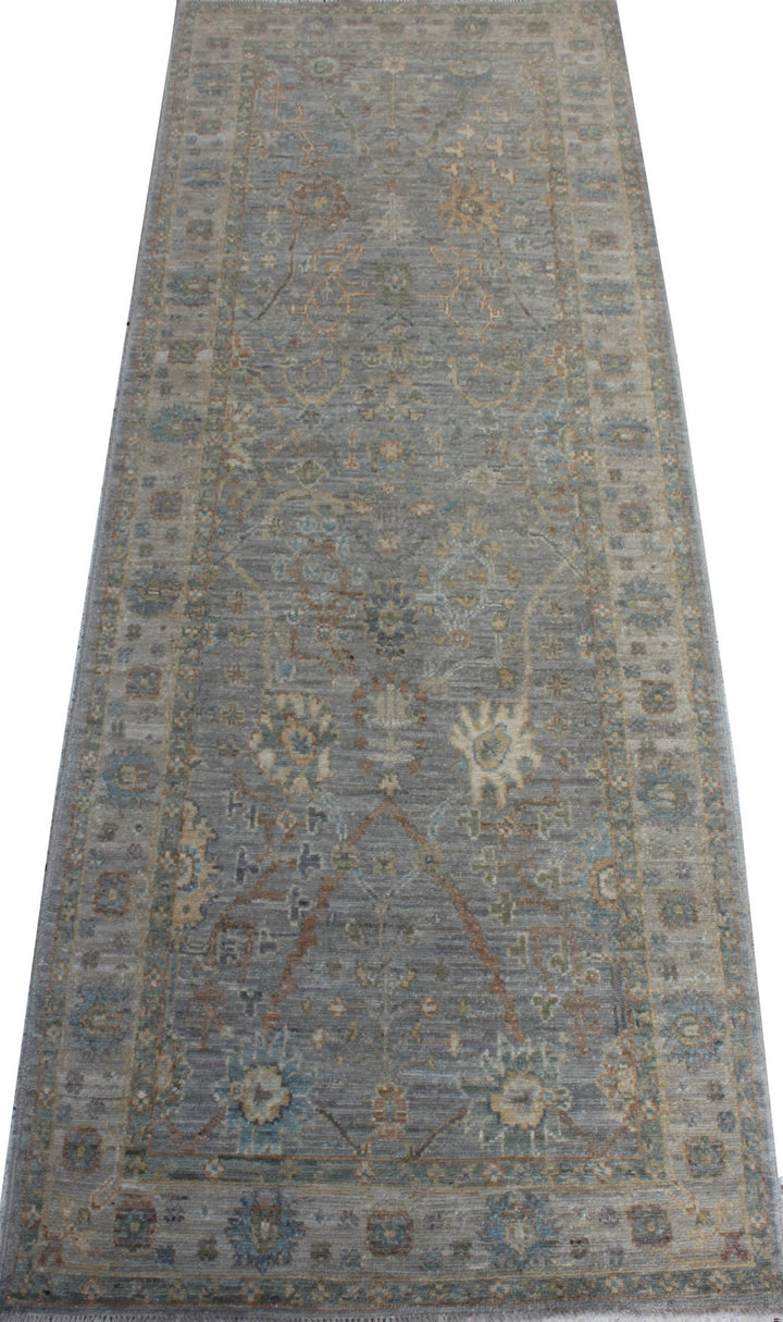 Gray 3x8 Ft Hand Knotted Wool Runner Rug - Turkish Oushak Rug - Home Decor Runner Rug - 8 Ft Hallway Runner Rug - Kitchen Rug - Office Rug-San Francisco Rugs--San Francisco Rugs