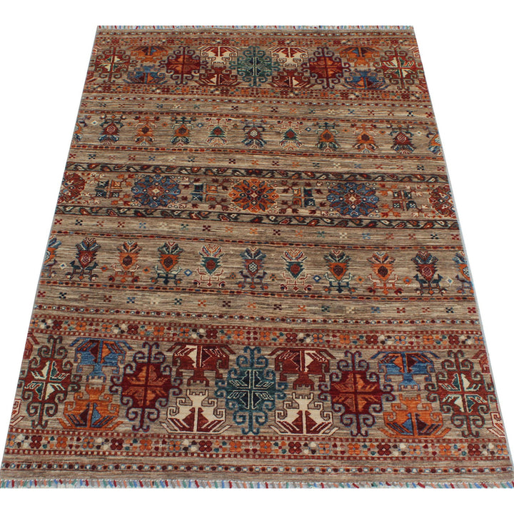 Gray 5x7 Ft Hand Knotted Tribal Rug - Oriental Afghan Rug - Khoy Nomad Rug - Area Rug For Office, Dining Room, Living Room - Home Decor Rugs-San Francisco Rugs--San Francisco Rugs