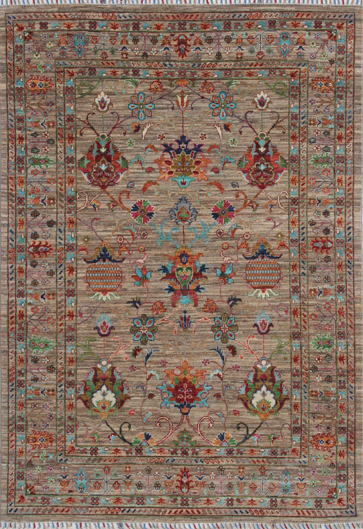 Gray 4'9X6'8 Ft Sultani Rug - Floral Design Rug - Hand Knot Wool Rug - Oriental Afghan Rug - 5x7 Office Rug - Living Room Rug - Home Decors-San Francisco Rugs--San Francisco Rugs
