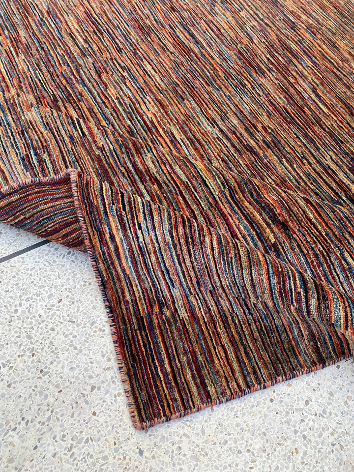 8X10 MULTICOLOR STRIPED HAND KNOTTED MODERN RUG-San Francisco Rugs--San Francisco Rugs