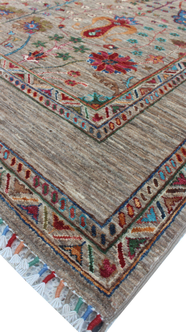 6X8 Natural Gray Floral Rug-San Francisco Rugs--San Francisco Rugs