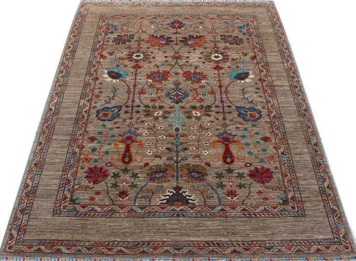6X8 Natural Gray Floral Rug-San Francisco Rugs--San Francisco Rugs