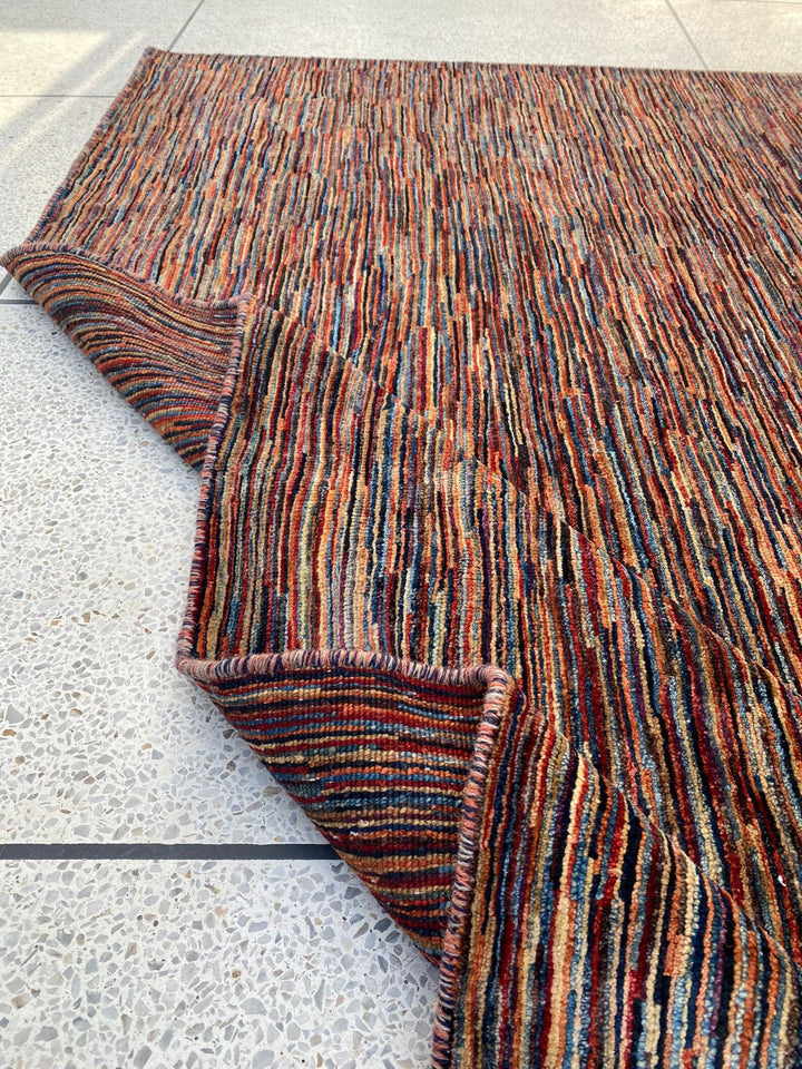 8X10 MULTICOLOR STRIPED HAND KNOTTED MODERN RUG-San Francisco Rugs--San Francisco Rugs