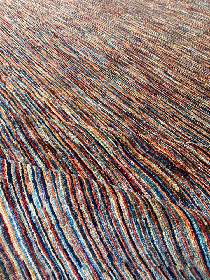 8X10 MULTICOLOR STRIPED HAND KNOTTED MODERN RUG-San Francisco Rugs--San Francisco Rugs