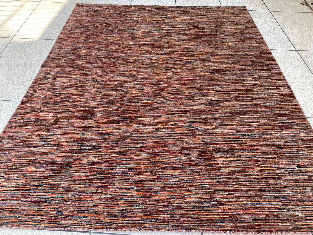 8X10 MULTICOLOR STRIPED HAND KNOTTED MODERN RUG-San Francisco Rugs--San Francisco Rugs