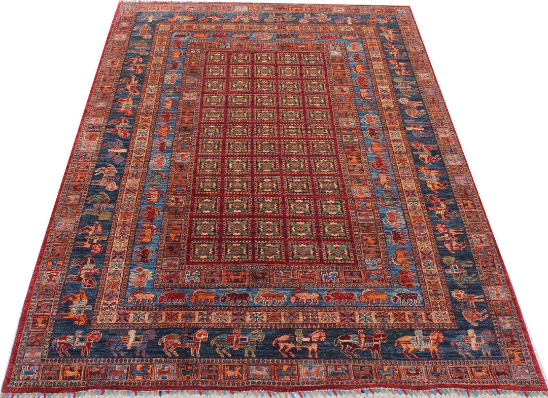 5.7X7.9 ft Hand Knotted Pzyryk Design Animal Print Rug-San Francisco Rugs--San Francisco Rugs