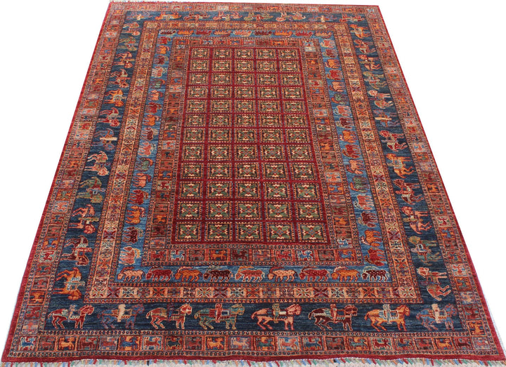 5.7X7.9 ft Hand Knotted Pzyryk Design Animal Print Rug-San Francisco Rugs--San Francisco Rugs