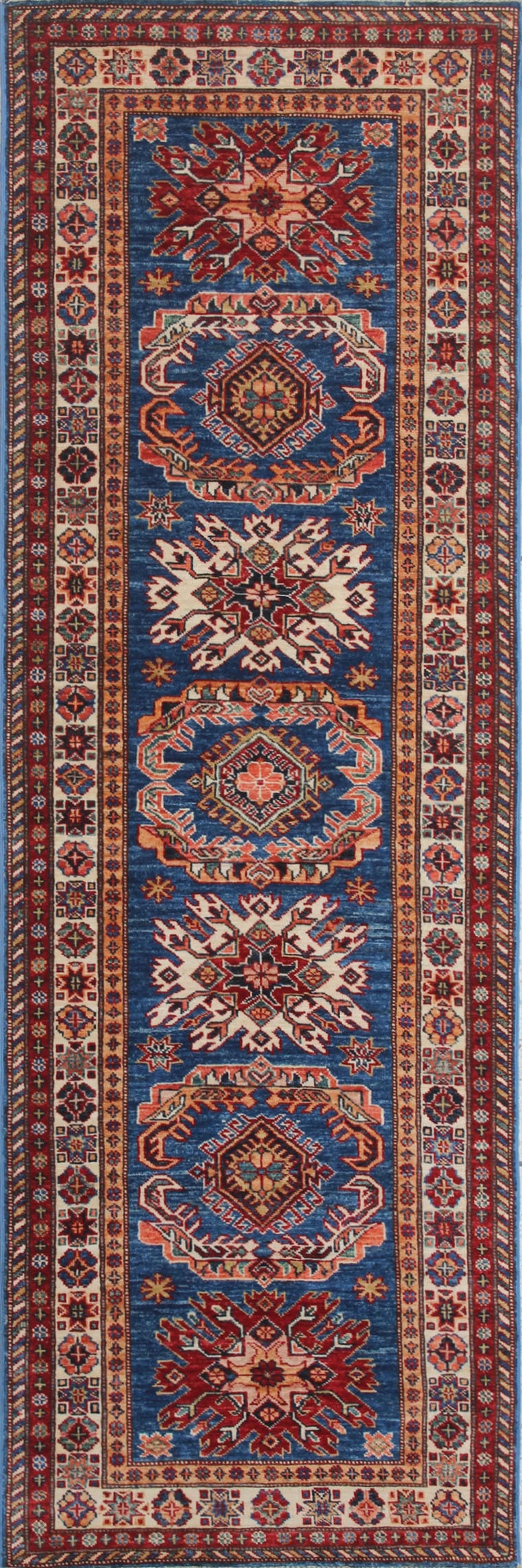 Navy Blue 3X8 ft Hand Knotted Kazak Runner-San Francisco Rugs--San Francisco Rugs