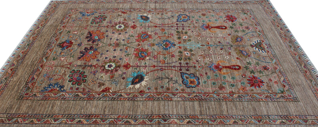 6X8 Natural Gray Floral Rug-San Francisco Rugs--San Francisco Rugs