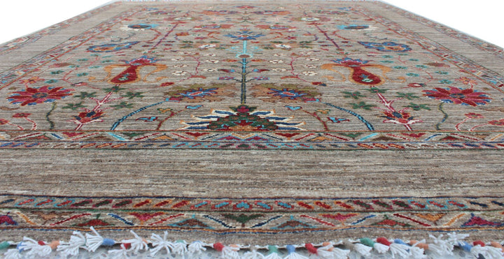 6X8 Natural Gray Floral Rug-San Francisco Rugs--San Francisco Rugs