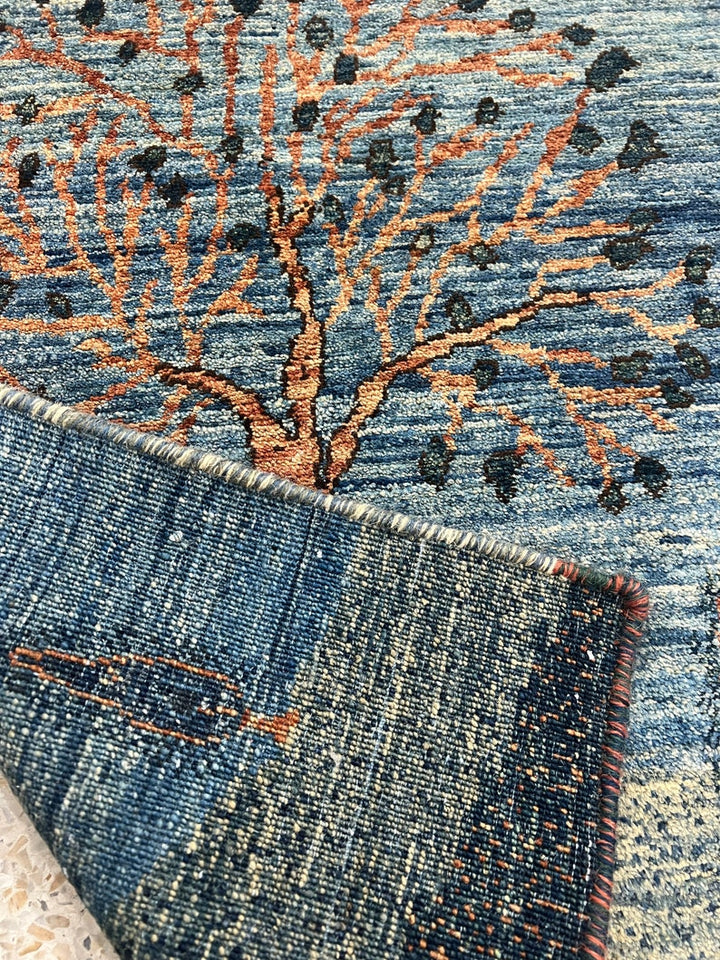 Blue 2x3 Ft Hand Knotted Rug - Fine Quality Tree Rug - Afghan Gabbeh Rug - Entryway Rug - Door Mat Rug - Small Bathroom, Office, Kitchen Rug-San Francisco Rugs--San Francisco Rugs