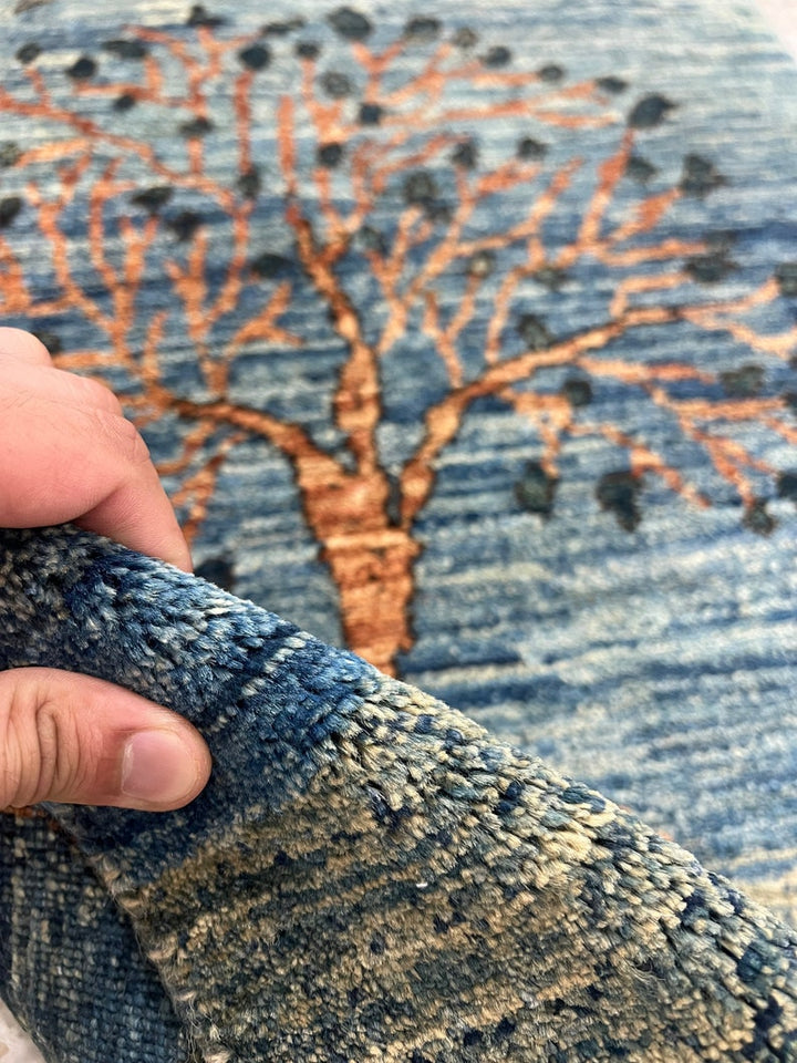 Blue 2x3 Ft Hand Knotted Rug - Fine Quality Tree Rug - Afghan Gabbeh Rug - Entryway Rug - Door Mat Rug - Small Bathroom, Office, Kitchen Rug-San Francisco Rugs--San Francisco Rugs