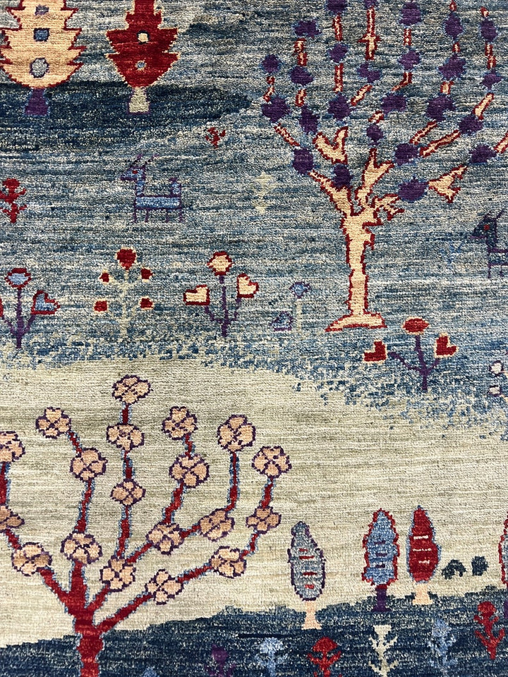 Hand Knotted 2x3 Ft Green Landscape Rug - Afghan Gabbeh Rug - Small Kitchen, Office Rug - Entryway Rug - 2x3 Decorative Rugs - Home Decors-San Francisco Rugs--San Francisco Rugs