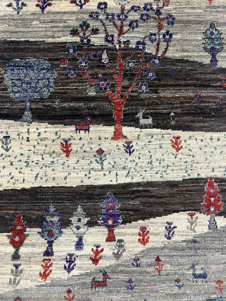 Brown 2x3 Ft Hand Knotted Gabbeh Rug - Afghan Landscape Rug - Tree Design Rug - Entryway Rug - Door Mat Rug - Kitchen Rug - Decorative Rugs-San Francisco Rugs--San Francisco Rugs