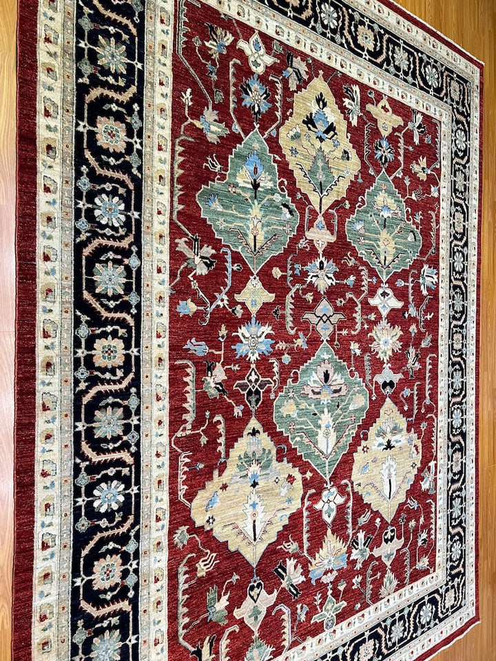 9X12 RED ARYANA AFGHAN HAND KNOTTED RUG-San Francisco Rugs--San Francisco Rugs