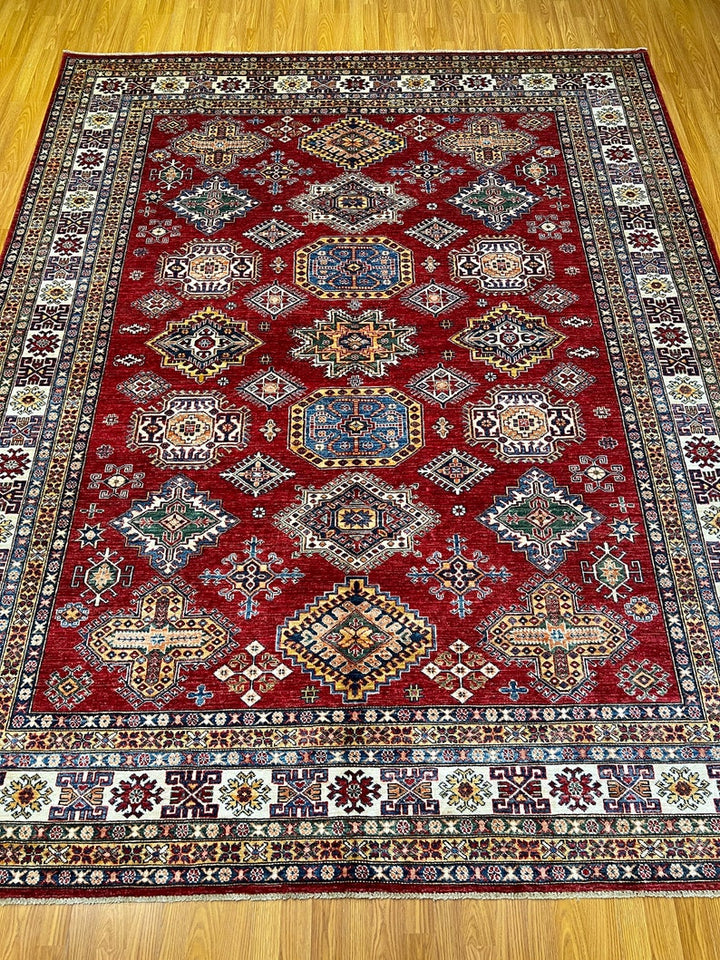 Red 8x10 Ft Hand Knotted Kazak Rug - Afghan Rugs - Plush Wool Rug - Home Decor Rugs - Bedroom Rug - Living Room Rug - 8x10 Dining Room Rug-San Francisco Rugs--San Francisco Rugs