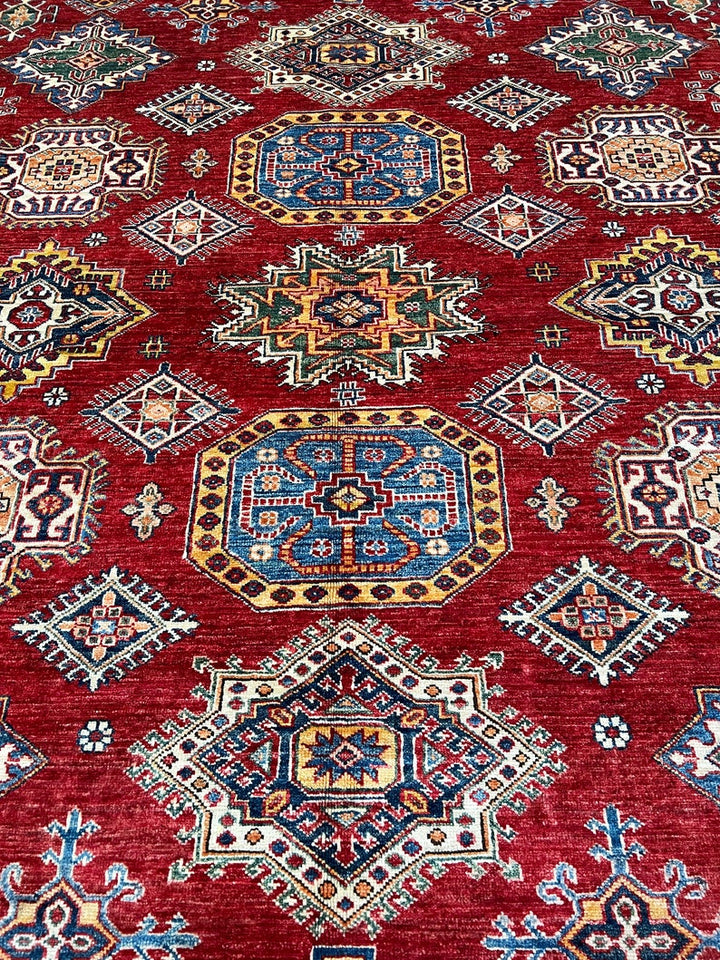 Red 8x10 Ft Hand Knotted Kazak Rug - Afghan Rugs - Plush Wool Rug - Home Decor Rugs - Bedroom Rug - Living Room Rug - 8x10 Dining Room Rug-San Francisco Rugs--San Francisco Rugs
