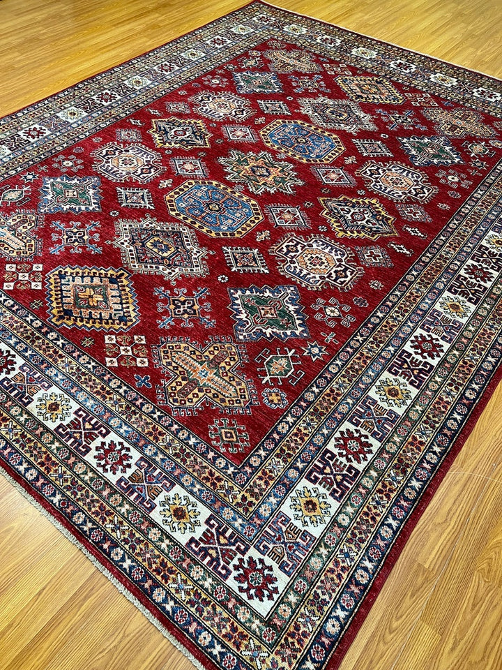 Red 8x10 Ft Hand Knotted Kazak Rug - Afghan Rugs - Plush Wool Rug - Home Decor Rugs - Bedroom Rug - Living Room Rug - 8x10 Dining Room Rug-San Francisco Rugs--San Francisco Rugs