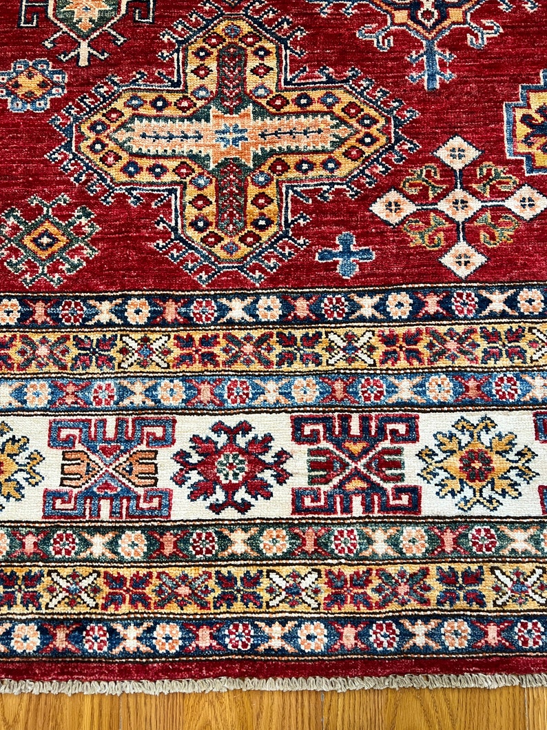 Red 8x10 Ft Hand Knotted Kazak Rug - Afghan Rugs - Plush Wool Rug - Home Decor Rugs - Bedroom Rug - Living Room Rug - 8x10 Dining Room Rug-San Francisco Rugs--San Francisco Rugs