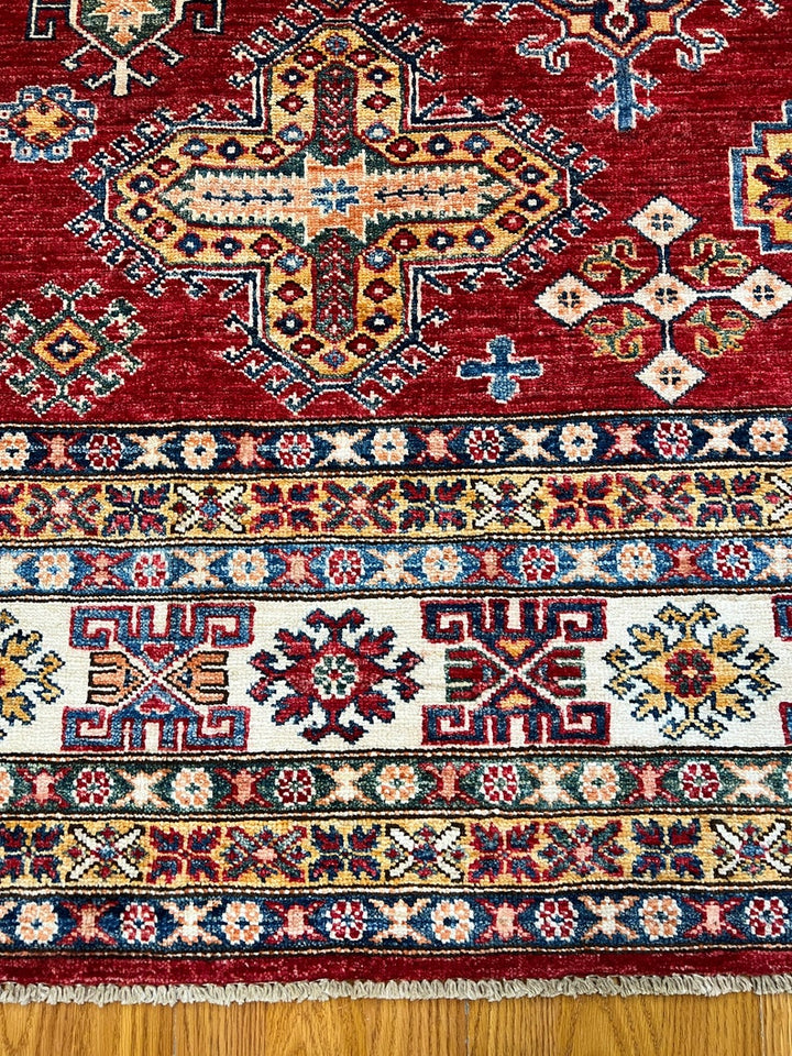 Red 8x10 Ft Hand Knotted Kazak Rug - Afghan Rugs - Plush Wool Rug - Home Decor Rugs - Bedroom Rug - Living Room Rug - 8x10 Dining Room Rug-San Francisco Rugs--San Francisco Rugs