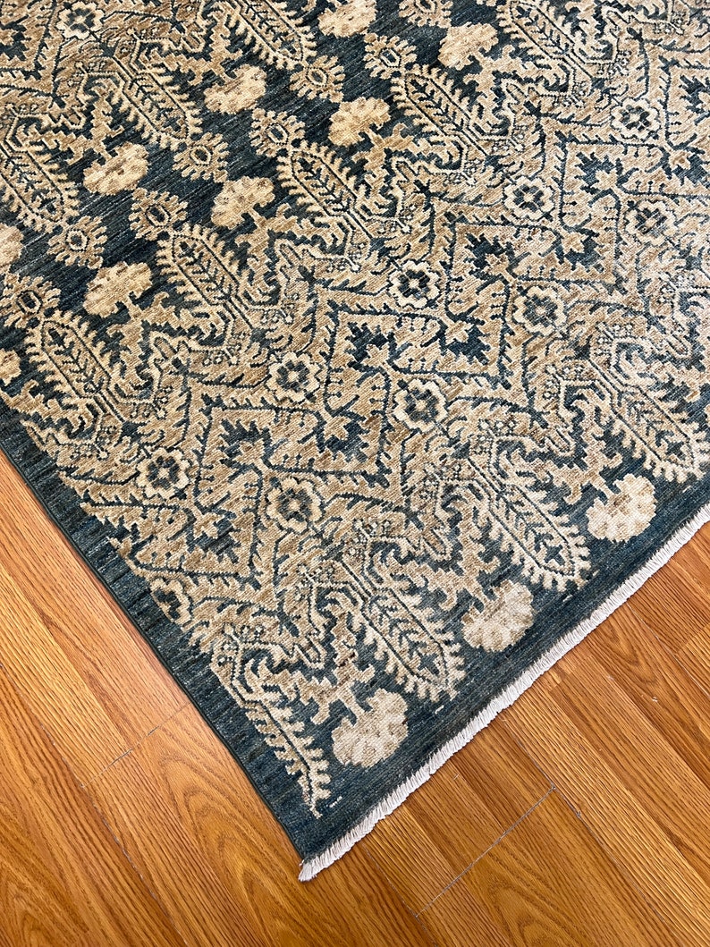 Beige Green 8x10 Ft Hand Knotted Transitional Rug - Afghan Wool Rug - Handmade Area Rug - Bedroom Rug - Dining Room Rug - Home Decor Rugs-San Francisco Rugs--San Francisco Rugs