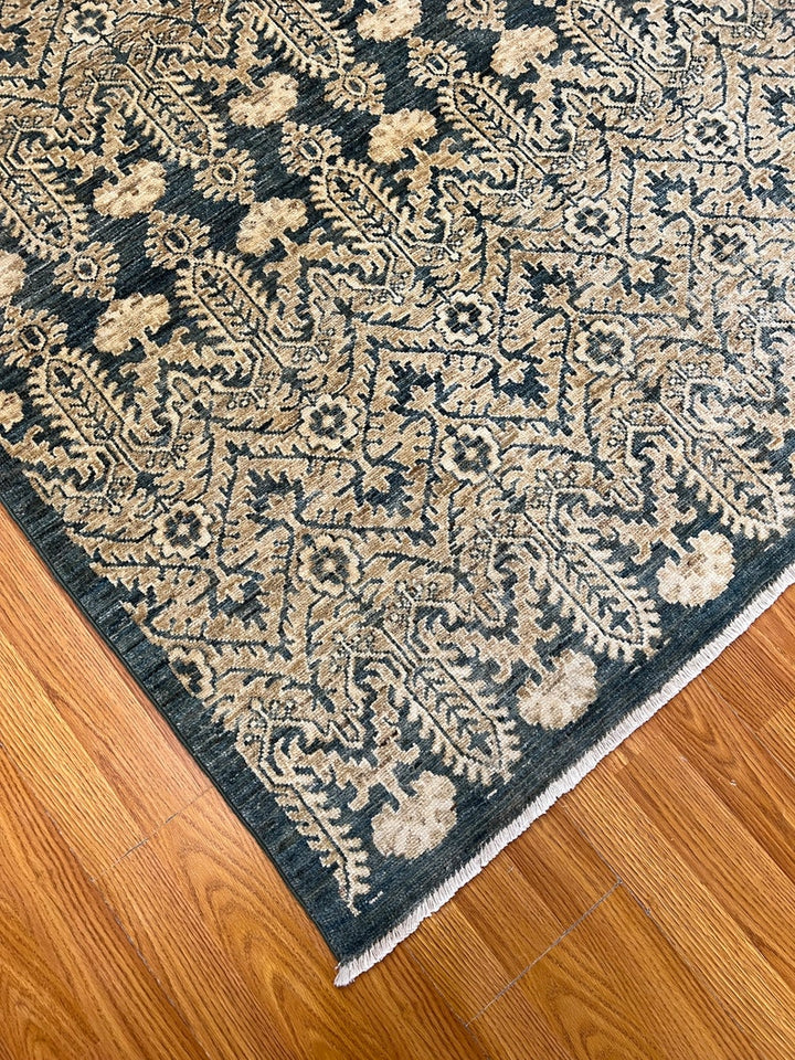 Beige Green 8x10 Ft Hand Knotted Transitional Rug - Afghan Wool Rug - Handmade Area Rug - Bedroom Rug - Dining Room Rug - Home Decor Rugs-San Francisco Rugs--San Francisco Rugs