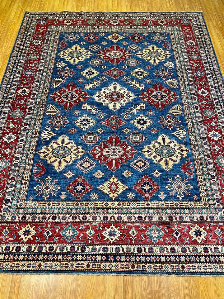 Blue Red 8'2x10'7 Ft Hand Knotted Afghan Rug - Tribal Design Rug - Handmade Wool Rug - Area Rug For Bedroom - Dining Room Rug - Home Decors-San Francisco Rugs--San Francisco Rugs