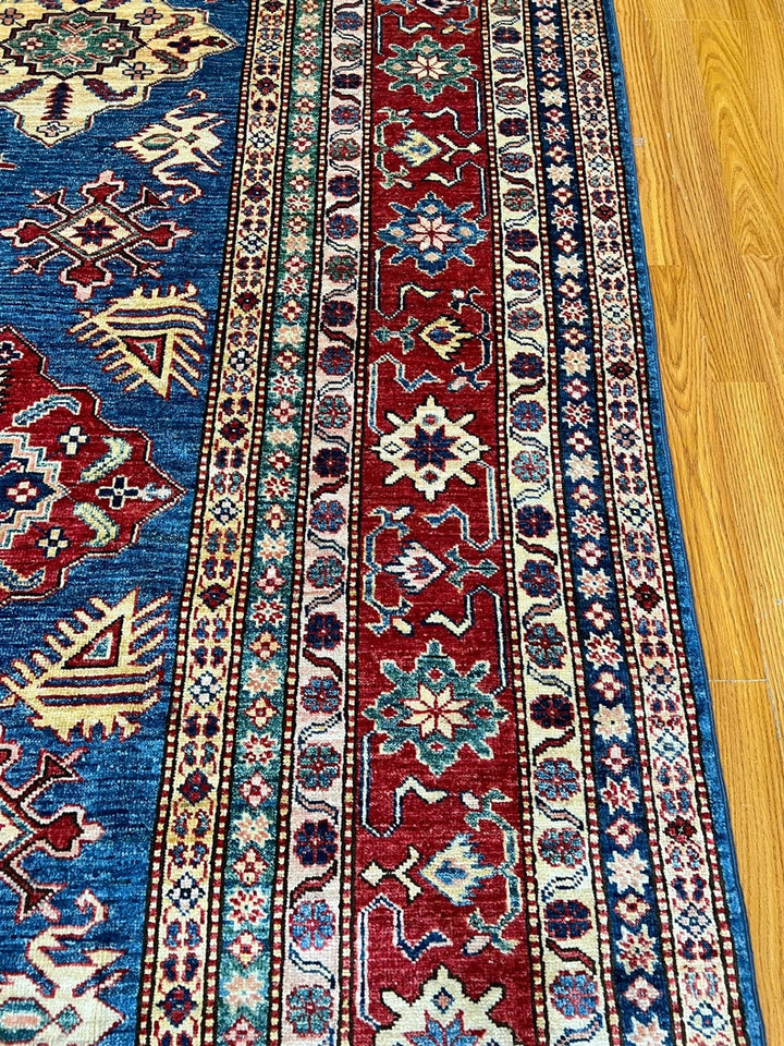 Blue Red 8'2x10'7 Ft Hand Knotted Afghan Rug - Tribal Design Rug - Handmade Wool Rug - Area Rug For Bedroom - Dining Room Rug - Home Decors-San Francisco Rugs--San Francisco Rugs
