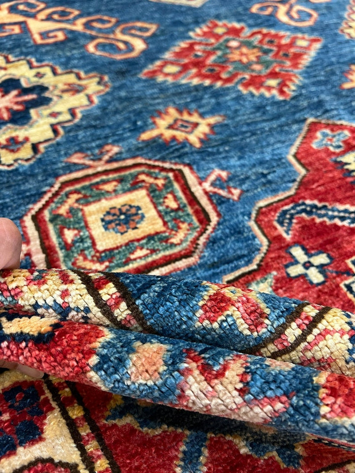 Blue Red 8'2x10'7 Ft Hand Knotted Afghan Rug - Tribal Design Rug - Handmade Wool Rug - Area Rug For Bedroom - Dining Room Rug - Home Decors-San Francisco Rugs--San Francisco Rugs