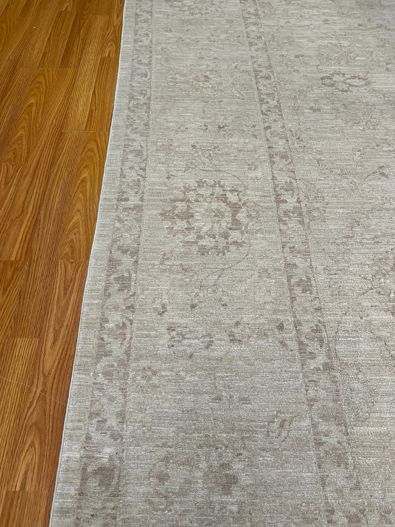 9X12 MUTED BEIGE WASHED OUT HAND KNOTTED AFGHAN RUG-San Francisco Rugs--San Francisco Rugs