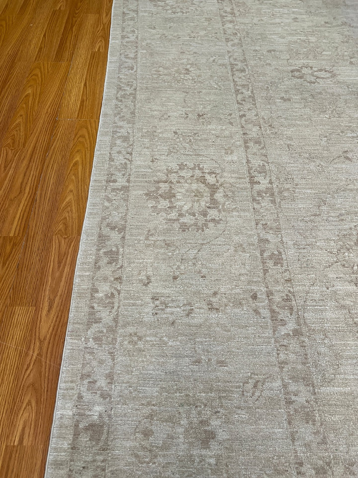 9X12 MUTED BEIGE WASHED OUT HAND KNOTTED AFGHAN RUG-San Francisco Rugs--San Francisco Rugs